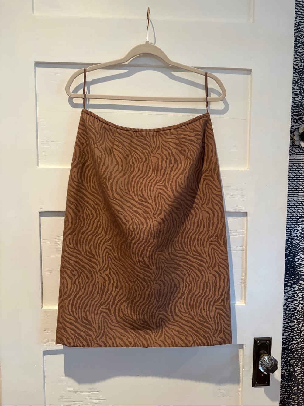 Le Suit Brown Zebra-Pattern Pencil Skirt